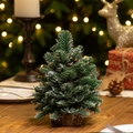 Mini-Weihnachtsbaum im nordischen Stil aus künstlicher Nobilistanne mit Holzsockel - Beblümter Schnee Mini Weihnachtsbaum (Groß 25CM)