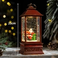 25cm vintage Christmas lantern with Santa Claus figurine and dynamic glitter snow globe - Small Classic Red Santa Giving Gifts