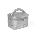 Silberne gesteppte Make-up Tasche aus Nylon mit Doppelreißverschluss für die Reise - Silber