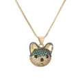 Detailansicht der Hundehalskette mit Mikropavé-Kristallen auf polierter Goldkette - Grün (CN001792YH)