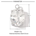 Detailed specs of oval stainless steel pendant with zircon measuring 8mm by 12mm - Silver Oval (VG094)