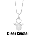 Macro detail of silver angel pendant featuring a teardrop-shaped clear crystal and wings - White Crystal