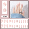 Set unghie finte a mandorla rosa con cuori e stelle bianchi per un look dolce - Stile Stella Cuore Rosa Tenue (Y-191)