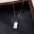 S925 silver necklace with rectangular letter K pendant in minimalist silver finish - Letter K / Silver
