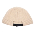 Detail of beige knit docker cap featuring a black adjustable nylon strap and plastic buckle - Adjustable / Beige/Off-White (Adjustable Knitted Hat)