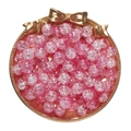Pink ice crack glass beads in a golden tray for DIY jewelry and crafts making - 50Pcs/10mm / Floral Style Bead - Pink
