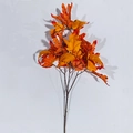 Artificial maple leaf branch with realistic orange and red fall foliage for home decor - 58cm 11-Prong Sprays-Yellow