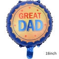 Blue and orange 18-inch round foil balloon with GREAT DAD print for Father's Day decor - 18 inch Father's Day Round Balloon 006