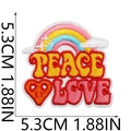 Rainbow and heart embroidered patch with Peace Love text for clothing and bags, 5.3cm size - Style 3 (Peace Love Rainbow)