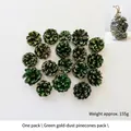Green Christmas pine cones with gold glitter edges in 155g bulk pack for DIY decor - Green Gold Glitter Pine Cones Bag / 155g/Pack / Green Gold Powder