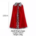 Détail de la cape de roi en velours rouge pour adultes, longueur 150 cm et poids 248 g - Cape pour adultes 150cm / Rouge