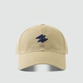 Minimalist oversized khaki baseball cap with deep blue embroidery for men and women - WM Script-Khaki