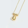 Elegant gold minimalist T-shaped pendant necklace with polished mirror finish on white background - Letter T