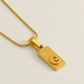 Gold stainless steel letter G pendant necklace with frosted finish and sleek snake chain - Letter G