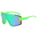 Fluorescent green sports sunglasses for kids with colorful blue-green gradient lenses - Green Frame Green Lens