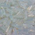 Double pointed opal crystal hexagonal bullet pendant with iridescent milky blue luster - Opal