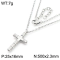 Zilveren roestvrijstalen kruis ketting met gekartelde textuur en 25x16mm hanger - Zilveren Gekartelde Textuur Kruis Stijl (KN288321-GC)