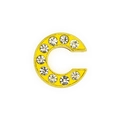 8mm golden rhinestone letter C slider bead for DIY bracelet and jewelry making - 8mm Gold Rhinestone Letter-C
