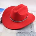 Detail of red western cowboy hat with sparkling rhinestone band on Kinfolk magazines - Four Row Rhinestone / Red