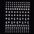 Self-adhesive crystal stickers set with stars and moon shapes for eye and nail art - MX-020 Star Moon White
