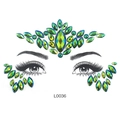 Green and lime face jewels set with rhinestones for forehead and eye makeup, model L0036 - Yellow-Green Rhinestone Style (L0036)