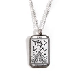 Silver stainless steel tarot necklace featuring The Star pendant in a rectangular design - Silver Stars