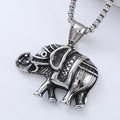 Macro detail of vintage silver elephant skull pendant with intricate retro textures - Vintage Elephant with Box Chain (Style 6)