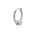 Minimalist silver geometric earring with a small square pendant in hip-hop style - Square Clip-on Style / Steel