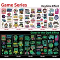 Luminous retro game controller tattoo stickers showing day and night glow effects - Luminous Game Series
