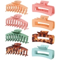 Set mit 8 großen matten Haarklammern, inkl. 11 cm runden und rechteckigen Designs - Bogen- & Rechteckkombination / Set in OPP-Beutel / 8er Set / Mehrfarben-Kombination