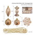25-piece champagne gold Christmas ball ornament set with mixed shapes and beads - Christmas Ball Gift Box (champagne) Le28