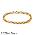 Gouden titanium stalen Rolo kettingarmband voor heren met karabijnsluiting, 200x4,5mm - Goud 4.5mm Dik (KB113956-Z)
