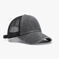 Cappello trucker grigio lavato con rete nera e visiera curva in stile vintage retrò - Regolabile / grigio scuro