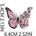 Detailed size view of pink butterfly and flower embroidery patch with dimension scales - Butterfly Flower Combination Style