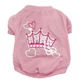 Pink pet dog T-shirt with crown and heart prints for small dogs and cats - Purple Pink Crown