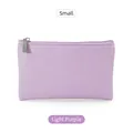 Small light purple PU leather coin purse with cross-grain texture and zipper closure - Small Light Purple