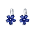 Elegante Blumenohrringe aus Silbermetall mit fünf blauen Kristallen und U-förmigem Verschluss - Königsblau