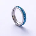 Zilveren roestvrijstalen eternity ring met blauwe ronde kristallen voor dames - 8-a-7 Blue Mud Diamond (nooit Vervaagd) / Maat 7