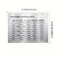 Stainless steel kitchen measurement conversion chart with brushed finish and hanging hole - Magnetic Measurement Conversion Chart
