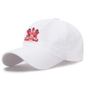 Berretto da baseball in mesh bianco con ricamo leone cinese per protezione solare estiva - Regolabile / Bianco con ricamo rosso