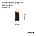 Gold plated copper rectangle black zircon pendant charm 10x5mm for DIY jewelry making - Gold/Black Zirconia(P04245)