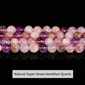 Polished natural super seven crystal round beads with rich internal inclusions for DIY - Natural Purple Super Seven Crystal / 6mm approx 60pcs