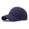 Detail of navy blue quick-dry breathable sun hat with six-panel design and curved brim - Adjustable / Navy Blue