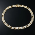 Gold-plated iced-out Cuban link heart necklace with clear diamonds and square clasp - 20 inch Necklace / Gold (White Zirconia)