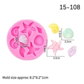 Pink silicone ocean mold with starfish and seashell shapes for cake decoration - No.3 (15-108) / Pink