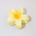 Elegant yellow plumeria flower hair claw clip with orange gradient resin finish - #5 Lemon Yellow