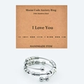 Morse code fidget ring for anxiety with movable beads on 316L stainless steel band - I LOVE YOU