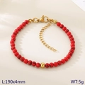 Red turquoise bead bracelet with 190mm length and a gold-plated stainless steel clasp - Style 2 Golden Red Turquoise (KB207121-Z)