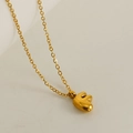 Minimalist 18K gold plated titanium necklace featuring a 3D bubble letter E pendant - Letter F