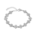 Macro shot of silver-colored four-leaf clover bracelet with sparkling zircon stones - Style 01-Silver Clover